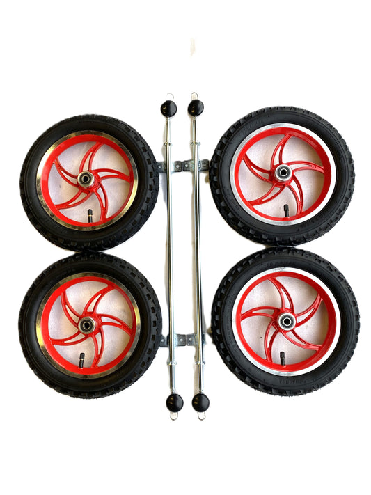 12" Red Alloy Wheels & Axle Set